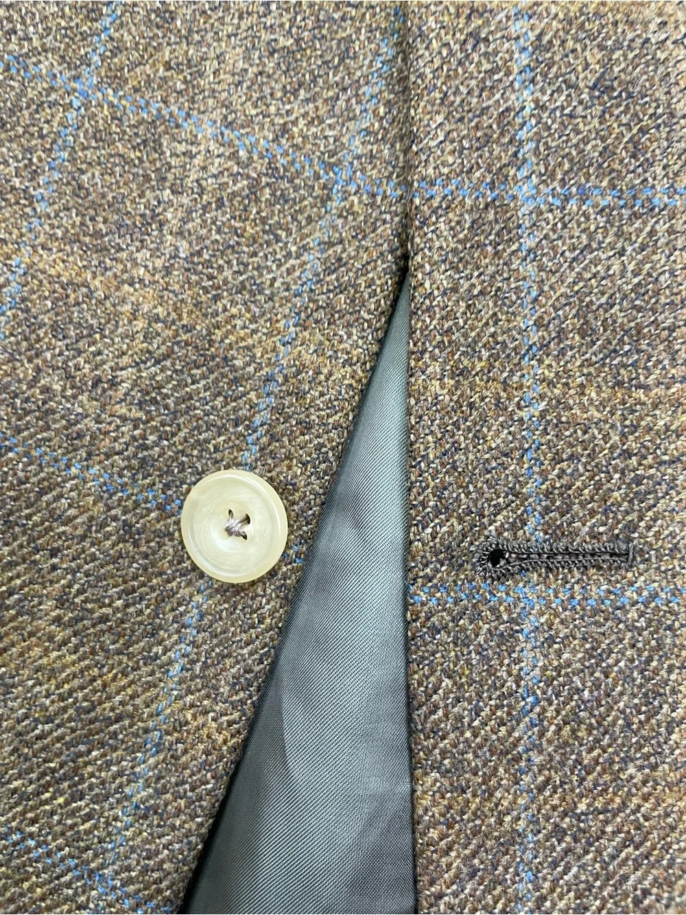 Hickey Freeman Brown Plaid Wool Sport Coat